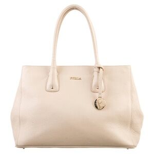 Furla Beige Leather Tote Bag Laptop Shoulder Purse